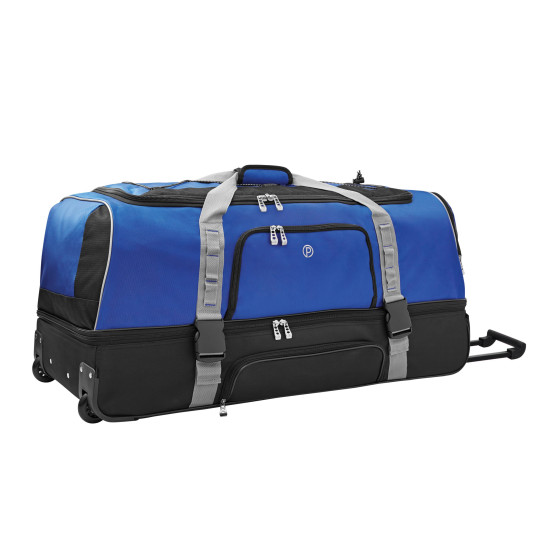 PROTEGE 36″ DROP-BOTTOM ROLLING DUFFEL – BLUE W/ BLACK